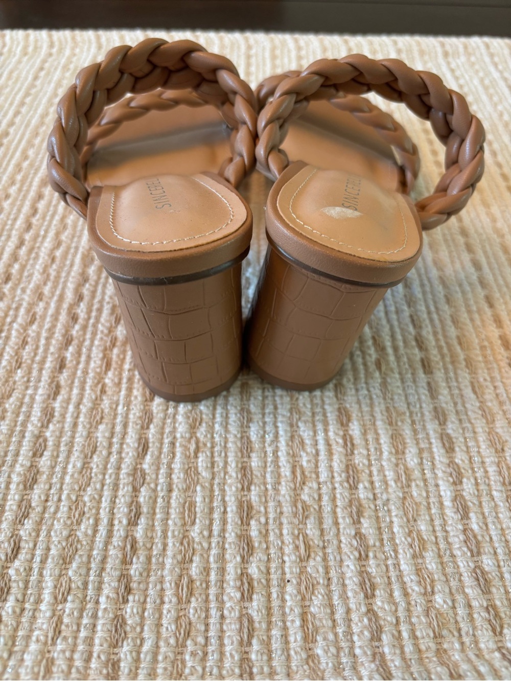 Sincerly Jules Braided Double-Strap Block Heel Sandals in Tan - Picture 6 of 6